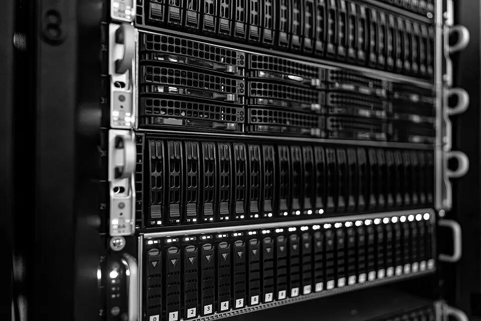 Servers in a data centre rack